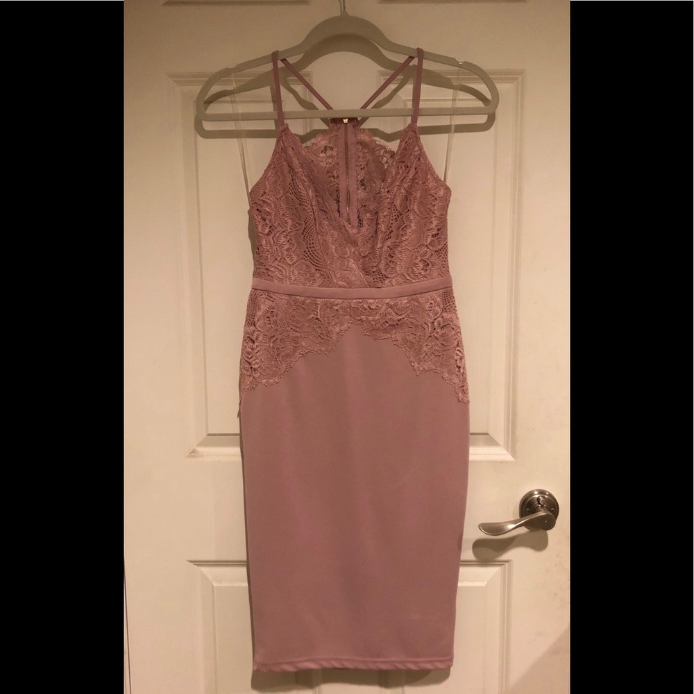 Windsor Lace Mauve Pink Midi Dress NWT